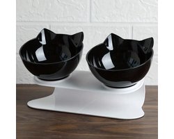 Chibly 2 In 1 Voer en Waterbak - Voerbak Kat - Drinkbak Kat - Kattenvoerbakjes - Eetbak Kat - Katten Voerbak - Kattenvoer - Ergonomisch & Anti-Slip -