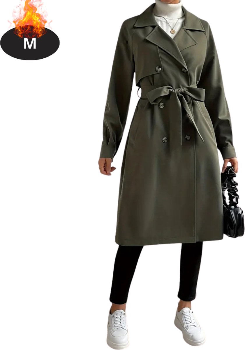 Livano Mantel Dames Tussenmantel Jas Mantelpakje Trenchcoat Overjas Overcoat Winter Legergroen