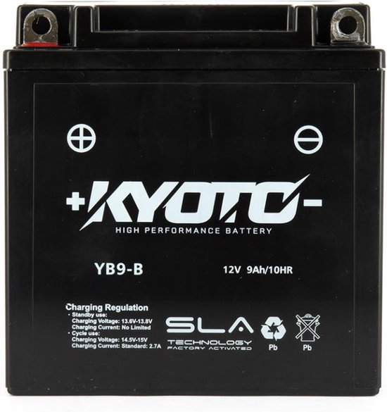 accu sla kyoto voor scooter piaggio 50 vespa lx 4t 2005 à 2013 y9b-b / 12v 9ah neuf