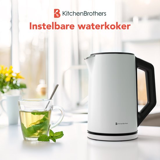 TERRAILLON - Elektrische waterkoker DIAMANT WIT - 1,5L - 2200W - 360° draaibare basis - Automatische uitschakeling en verlichte knop - Waterniveau-indicator - Reliëfbasis met diamanteffect