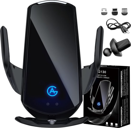 AG130 Telefoonhouders auto voor ventilatie rooster - telefoonhouders- draadloos lader - Mobiel / Gsm houder Draadloze Telefoonhouder -Telefoonhouders auto- Ventilatie - telefoonstandaard Zwart- Dashboard - Oplader - Magnetisch