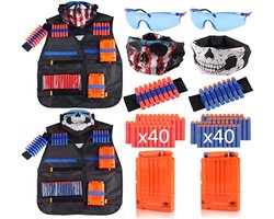Tactical rival Vest - geschikt voor Nerf - 2 elite vesten - 80 pijltjes - magazijnen - ultra veiligheidsbrillen - armbanden - bandana's - geschikt voor guns sniper gun