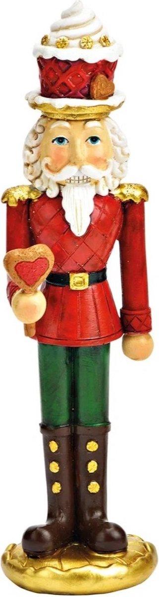 Beeldje notenkraker kerst met lolly in de hand, 17 cm hoog.