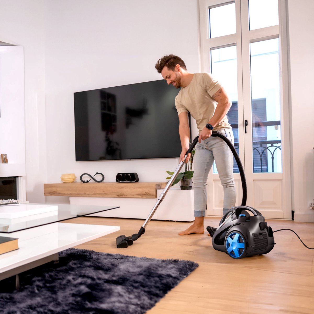 AG3100 Stofzuiger Zonder Zak - Stofzuigers - Vacuum Cleaner Zakloos - Geschikt Voor Dierenharen -900W - Sterke Zuigkracht - Blauw — afbeelding 2