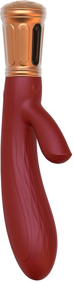 Goedkoopste Viotec - Mina - Tarzan Vibrator - Rabbit Vibrator - Dubbele Stimuatie - Goud en Wijnrood - Luxueus Zacht Siliconen