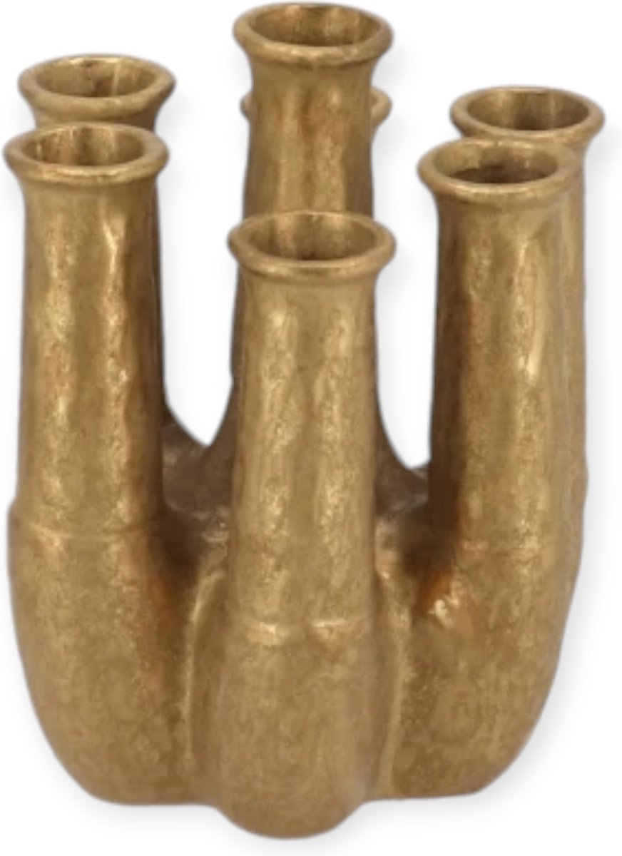Daan Kromhout - Inga Jahra - Tube Vaas - Goud - 15x13x18cm - Keramiek