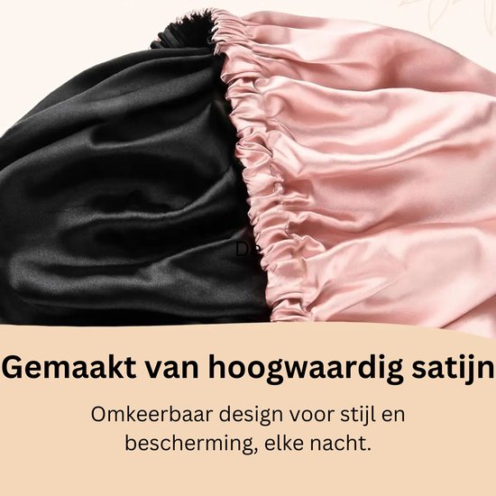 Satijnen Slaapmuts Verstelbaar - Satijnen Bonnet - Haarnetje - Roze