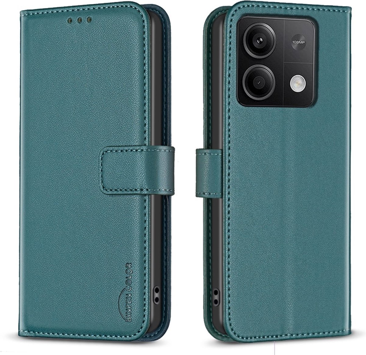 BINFEN Hoesje - Geschikt voor Xiaomi Redmi Note 13 5G Hoesje - BINFEN Book Case - Groen