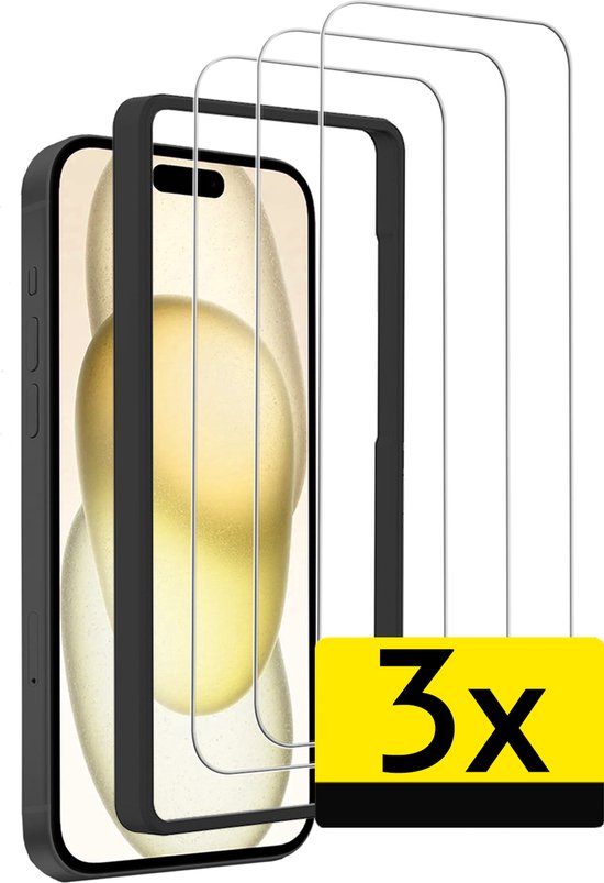 Protecteur d'écran - Convient pour - iPhone 15 Pro Max - Protecteur d'écran avec cadre d'installation Verre de protection en Glas trempé - Protecteur d'écran adapté pour iPhone 15 Pro Max Protecteur d'écran avec cadre - 3 pièces