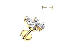 Piercing titanium push in marquise 0.8X6 - goud - LMPiercings