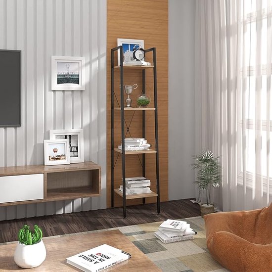 WOLTU RGB9284whe Opbergplank voor woonkamer/kantoor/balkon 4-Tier in