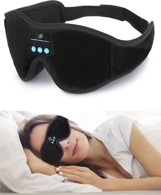 Slaapkoptelefoon 2024 Nieuw ultrazacht slaapmasker met 5.2 Bluetooth HD hoofdtelefoon, RENPHO 3D verduisterende draadloze hoofdband, oogmasker om te slapen, oordopjes oortelefoons voor zijslaper