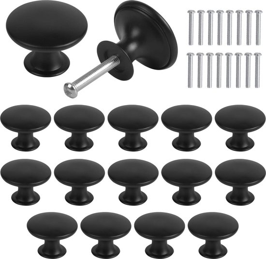 Goodivery ® Set de 16 boutons de porte de placard, boutons de commode vintage 30 mm, ensemble de boutons de tiroir, poignées de tiroir rondes, poignées de porte, poignées de placard, boutons de meubles, bouton pour placard, tiroir, cuisine