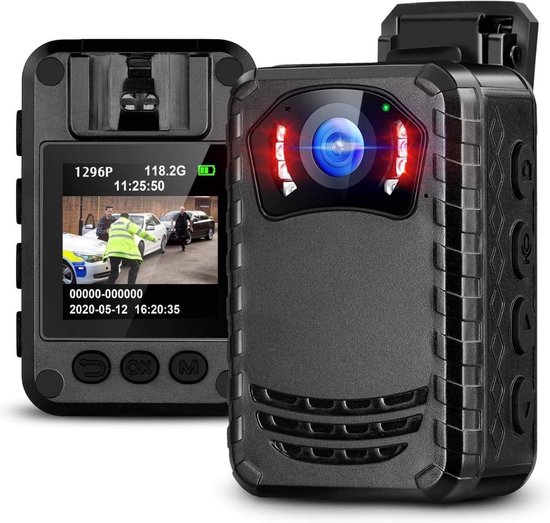 MKSS® Bodycam - Action Cam - Spycam - Bewegingsdetectie - 180º Draaibare Lens - Bodycam Politie - Full HD - Zwart