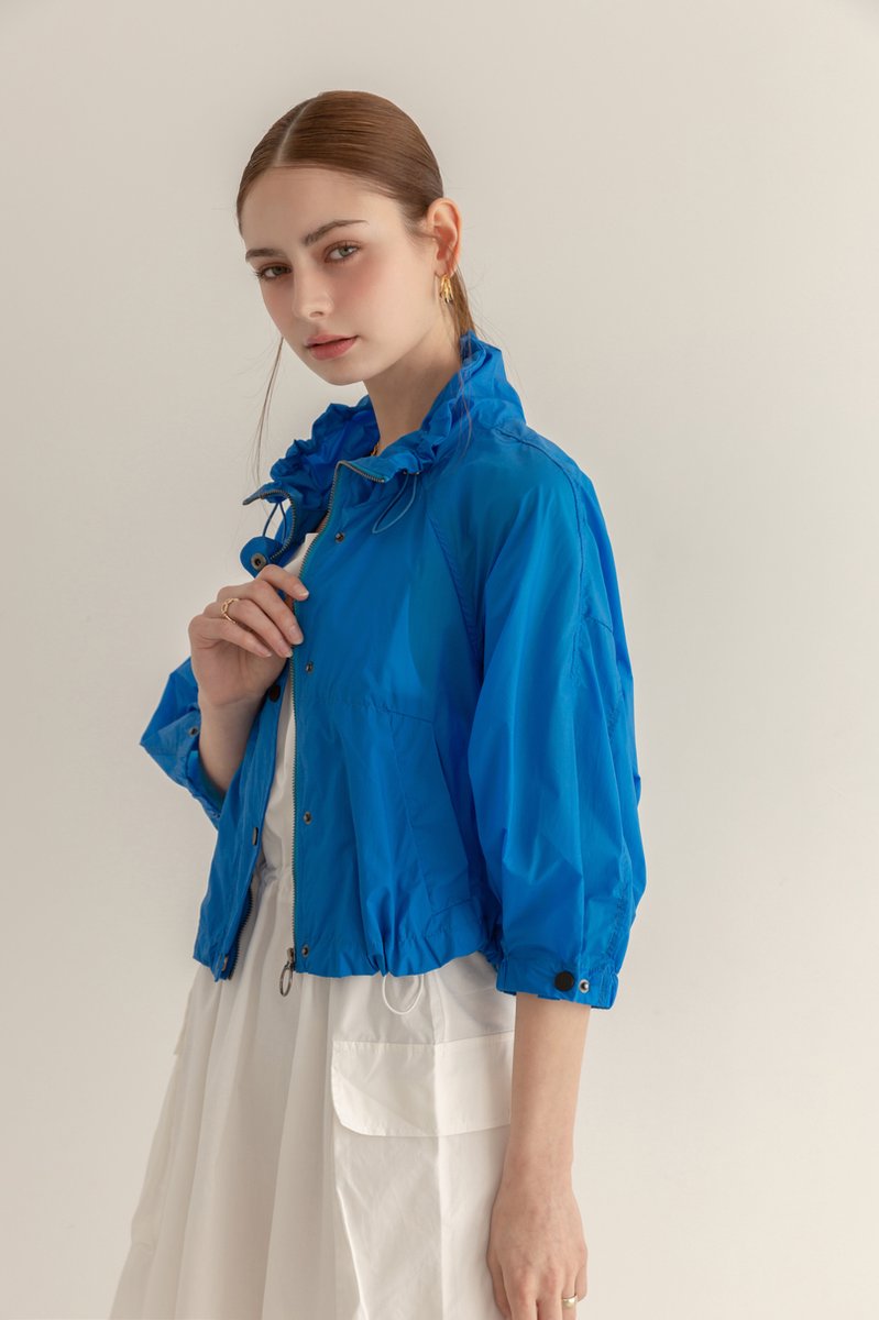MIJU Casual string windbreaker jumper Blauw
