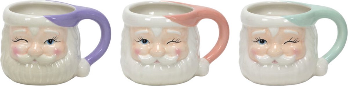 Kerstmok met Knipogende Kerstman in Pastel – Voor een Vrolijk Kerstdrankje!