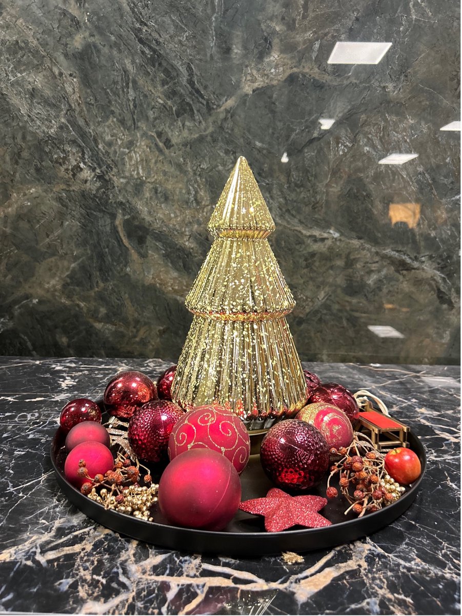 Kersset - Woondecoratie - Rood/ Goud/Zwart - Kerstset - Kerstset woondecoratie – Kerstdecoratie binnen - Kerstdecoratie tafel - Kerstboompje - Kerstboom - Woondecoratie - Kerstcadeau