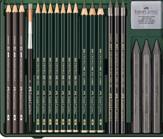 Faber-Castell Set Pitt Monochrome 112974 - Astuccio Metallo Con Matite Grafite, Carboncini E Accessori - Foto 11