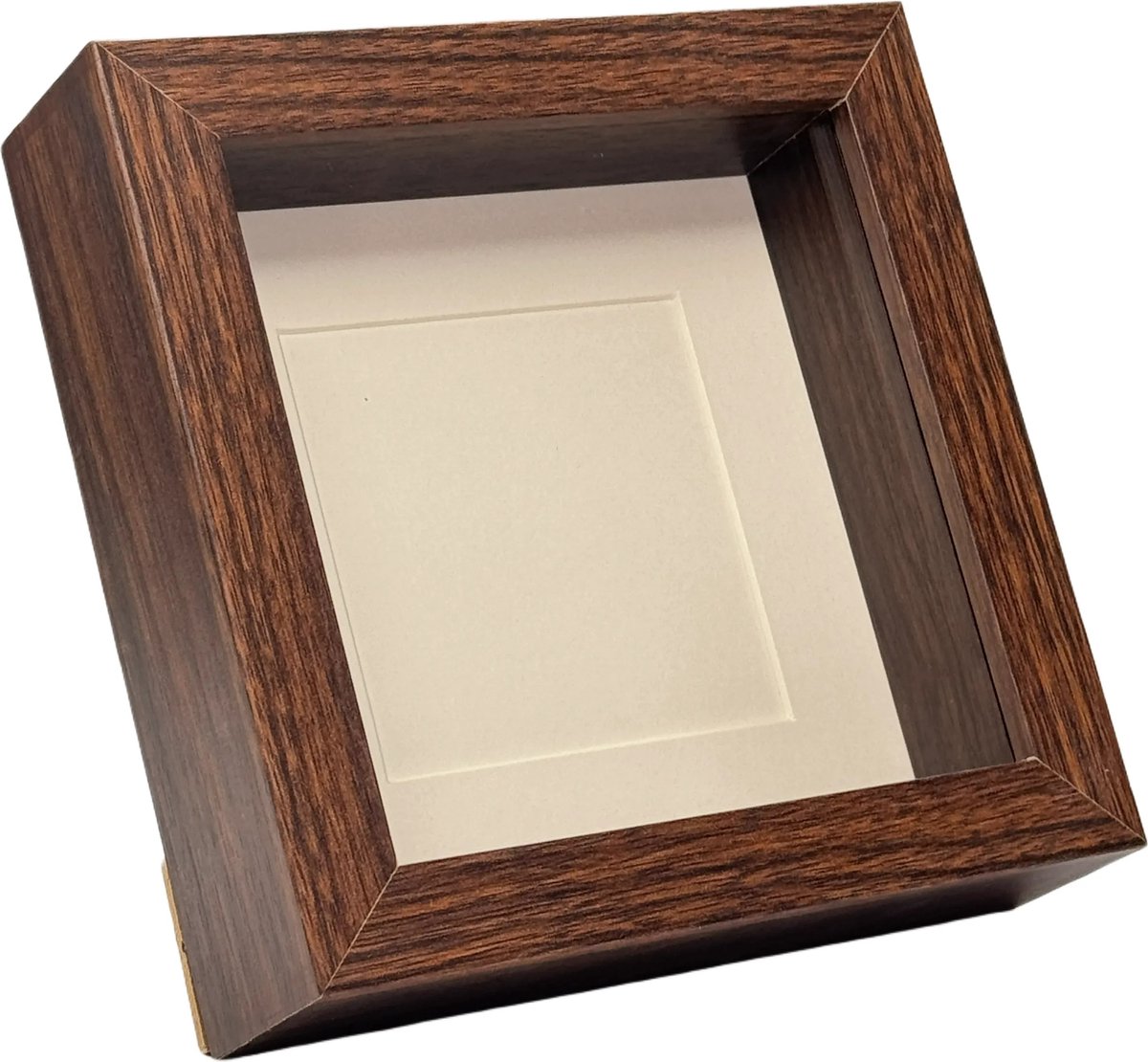 Diepe lijst Walnoot 16x16x4,5 - Frame - Passe Partout - Kader - Hangend / staand