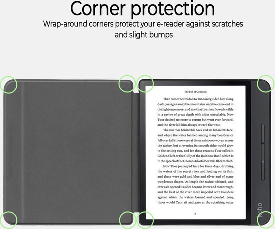 Lunso Geschikt voor Kobo Forma hoes (8 inch) - sleepcover - Grijs van Lunso — afbeelding 5