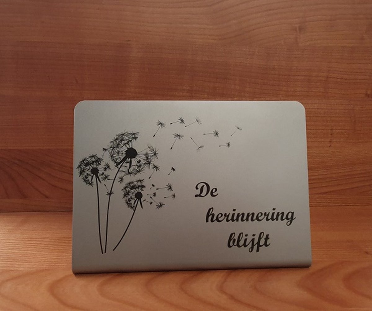 RVS "Paardenbloem_De herinnering blijft" Rouwdecoratie, grafornament, grafdecoratie, aandenken