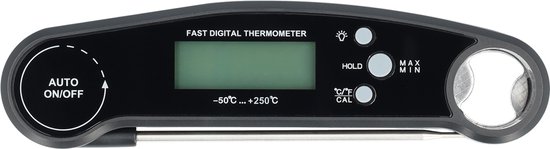 Vleesthermometer | Snel, compact, waterdicht & uitklapbaar | Kookthermometer | Kerntemperatuurmeter | Keuken thermometer