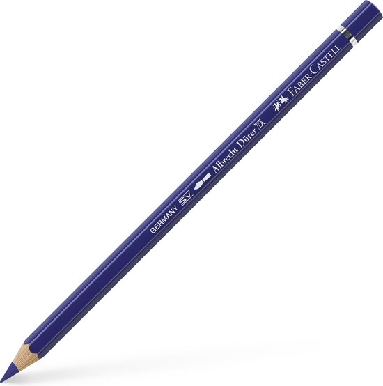 Faber-Castell Albrecht Dürer aquarel potlood, 141 Delftsblauw, liggend met punt naar beneden.