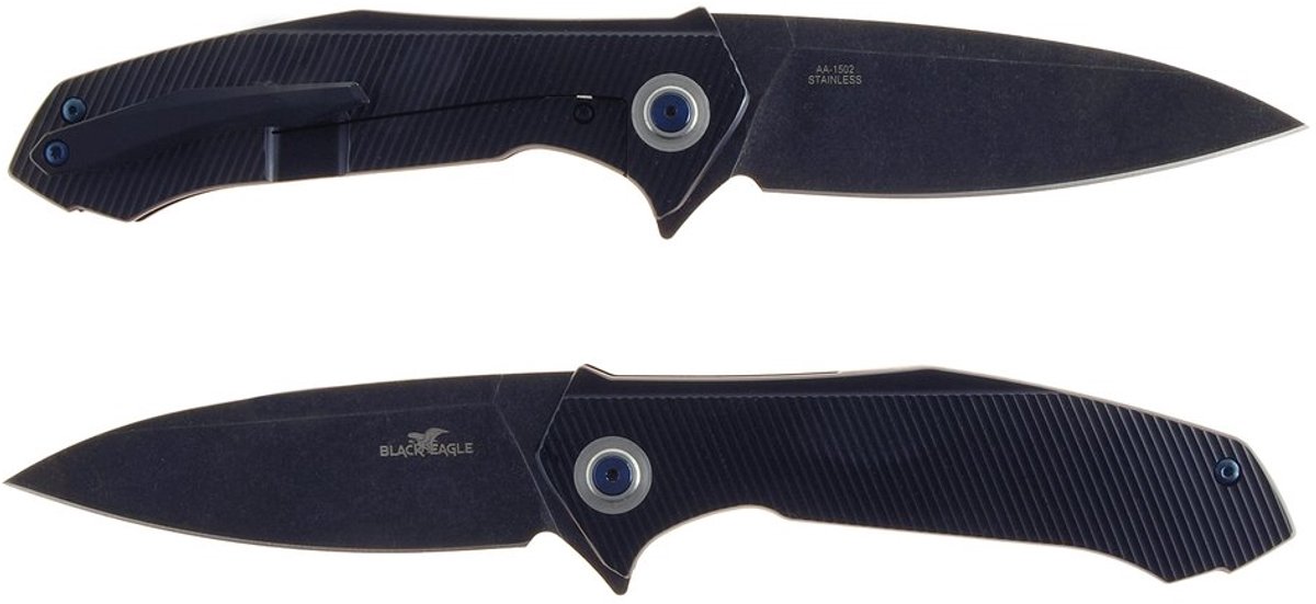 Black Eagle Grey Titan Full Titanium Flipper Zakmes - Zwart