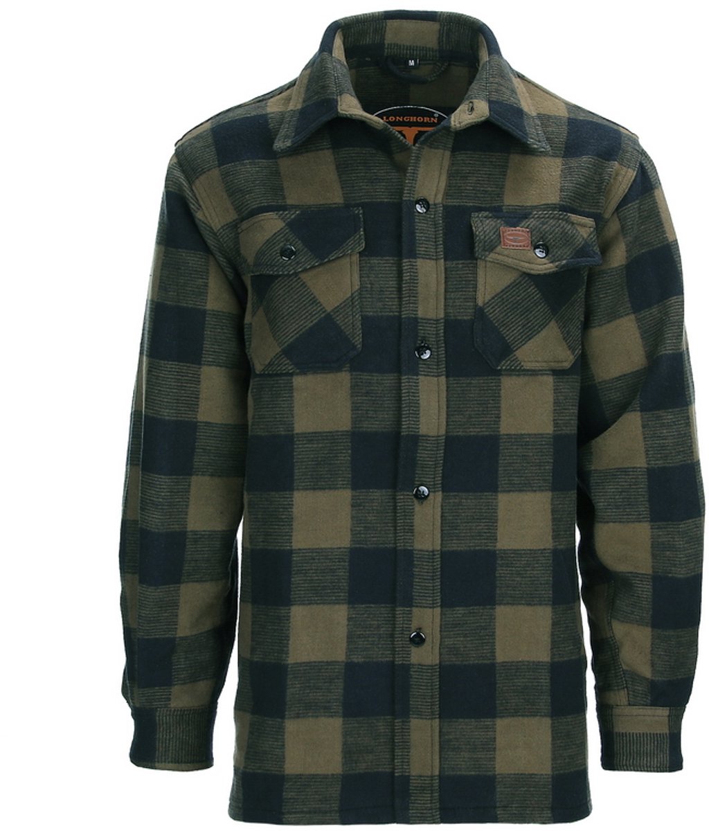 Houthakkers hemd dik - Zwart/Olive Zwart/Olive XXL