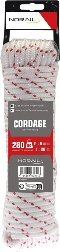 NORAIL Corde tressée polypropylène 6 mm, 20 m