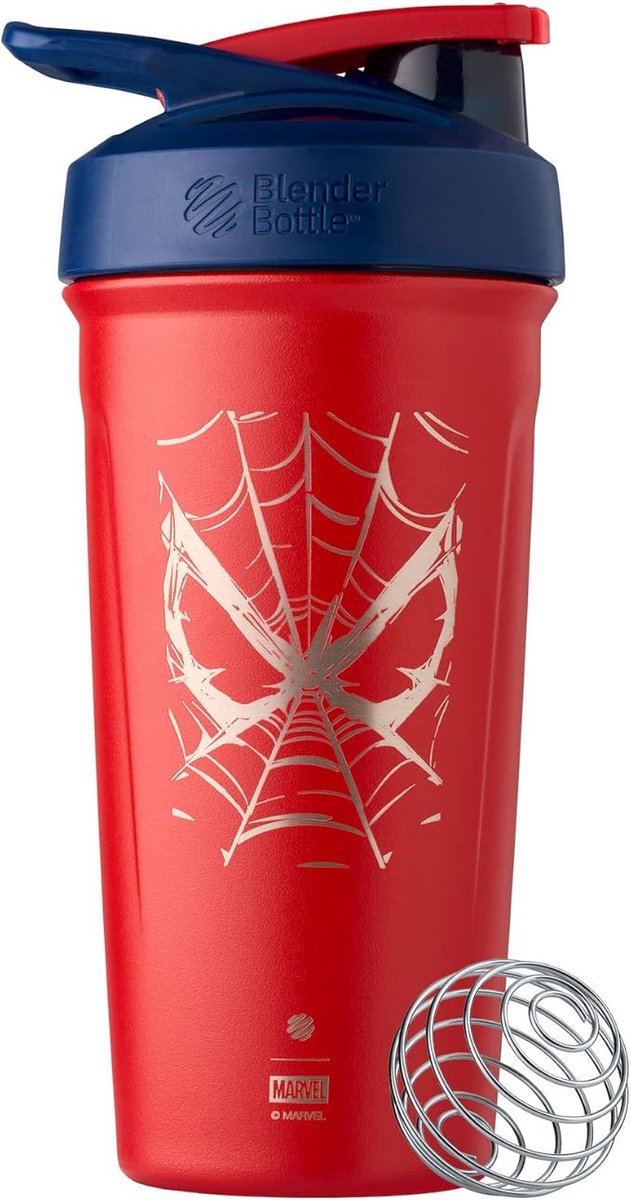 Goedkoopste BlenderBottle® | Strada Insulated RVS | Spiderman MARVEL | 710 ml | Extra Lang Koud | Shakebeker | BPA-en-Phthalate-vrij |Shaken zonder klonten en zonder te lekken! | Shaker | Bidon | Drink fles | Water fles | Eitwit | Eiwitshaker |