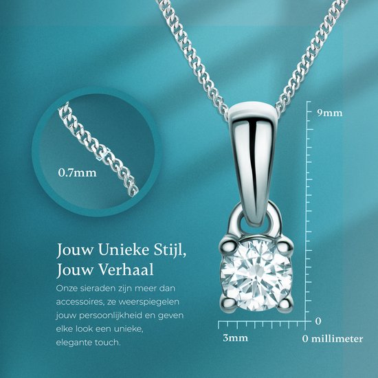Miore - Collier en Or blanc - Femme - Or 14 Carats - Bijou hypoallergénique - Collier Pendentif Fait Main
