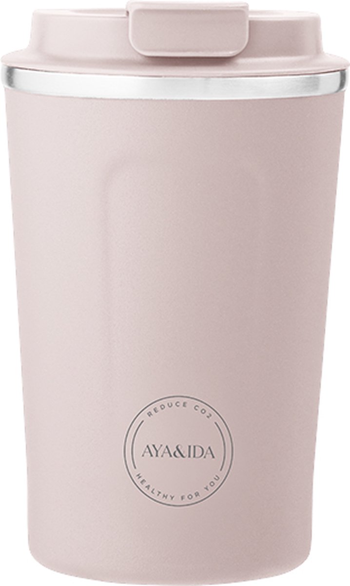 Aya & Ida Aya&ida - cup2go - thermosbeker - koffiebeker - coffee to go - reisbeker - meenemen - 380ml - soft rose