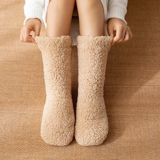 Without Lemon - Warme Fuzzy Fleece Sokken - Kousen - Indoor - Winter - Warmte - Koude voeten - Comfort - Zacht - One Size - Creme
