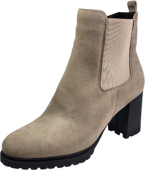 Stravers - Bottes Chelsea confortables et tendance à talon - Taille 42 - Beige/Gris - Bottines Grandes Tailles