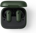Open groene oplaadcase met twee groene oordopjes erin.