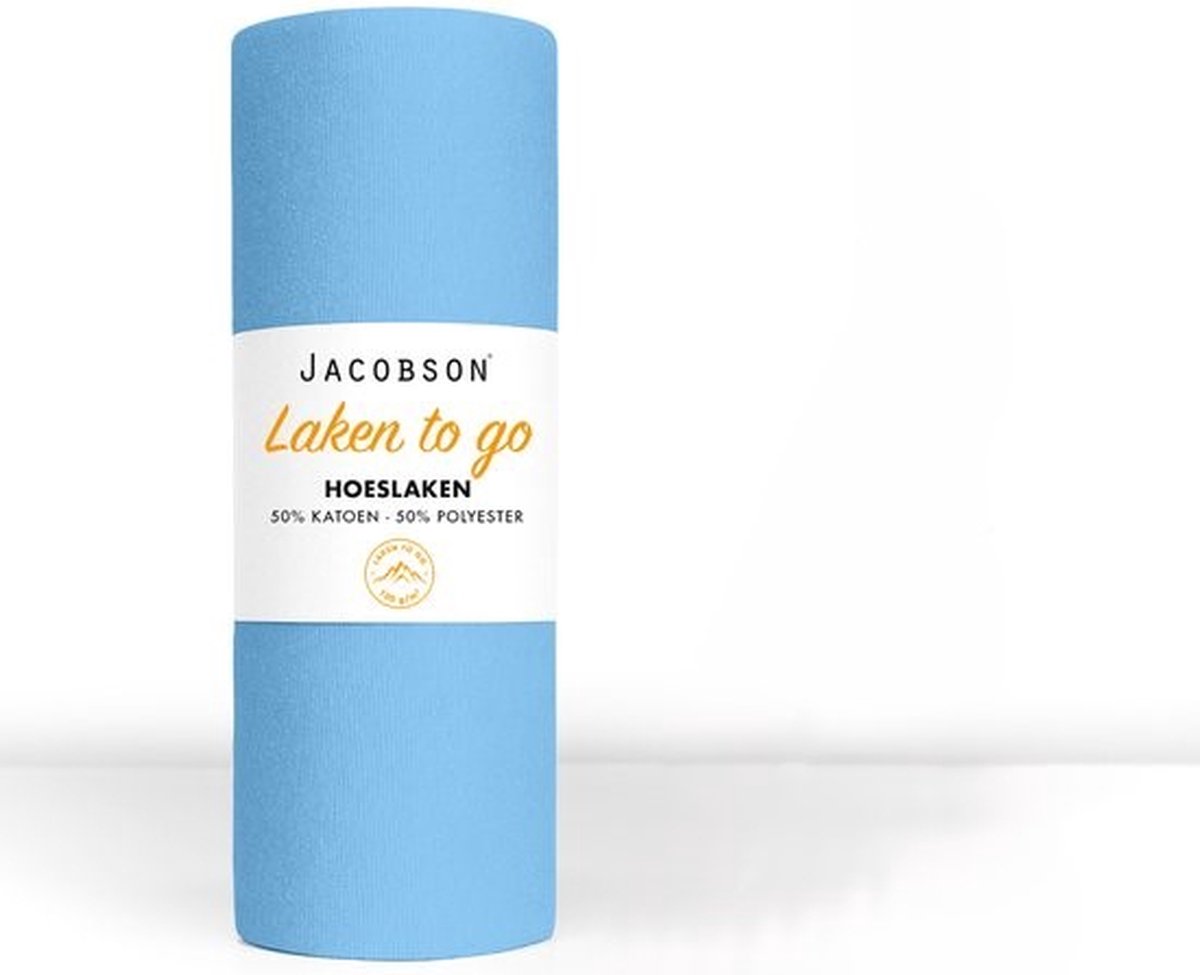 Jacobson - Hoeslaken - 90x200cm - Jersey Katoen - tot 25cm matrasdikte - Lichtblauw