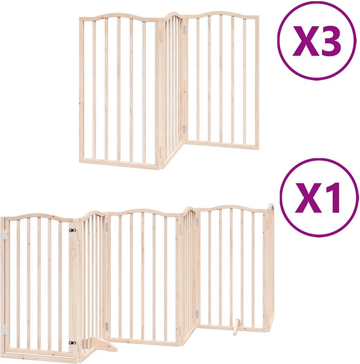 vidaXL - Hondenhek - inklapbaar - met - deur - 15 - panelen - 750 - cm - populierenhout