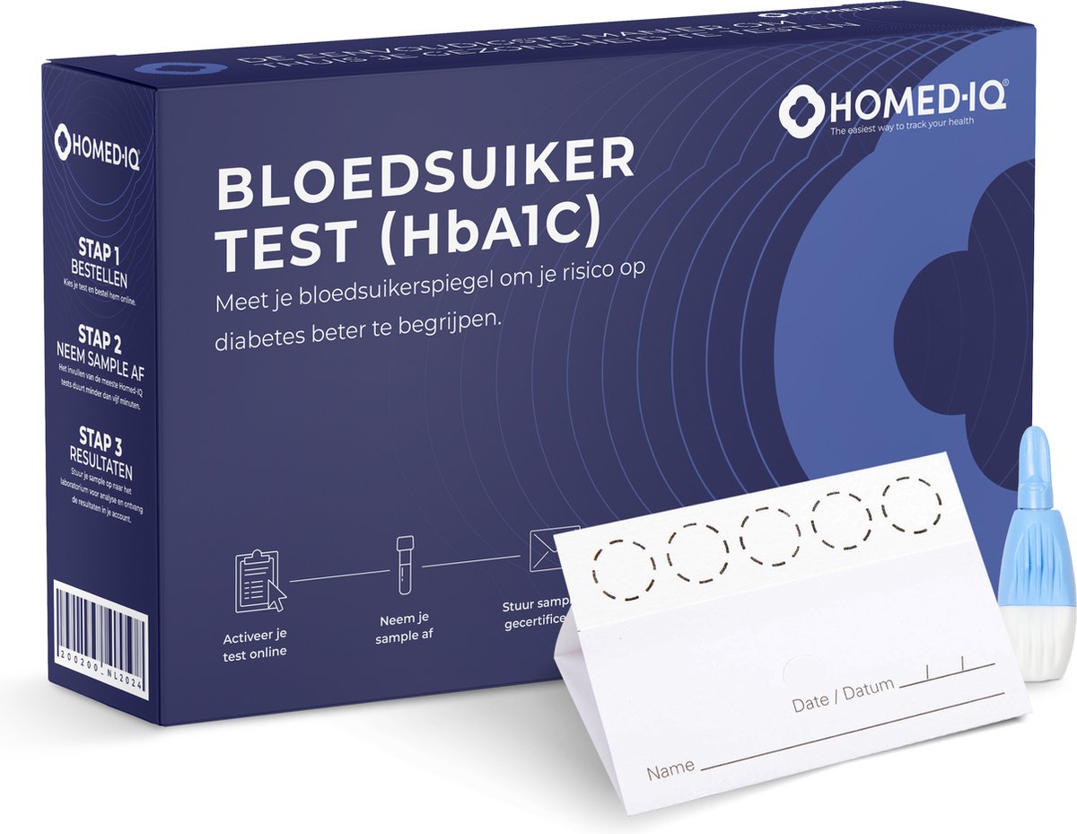 Goedkoopste Homed-IQ - Diabetes Test (HbA1c) - Thuistest - Gecertificeerd Laboratorium - Laboratorium Test