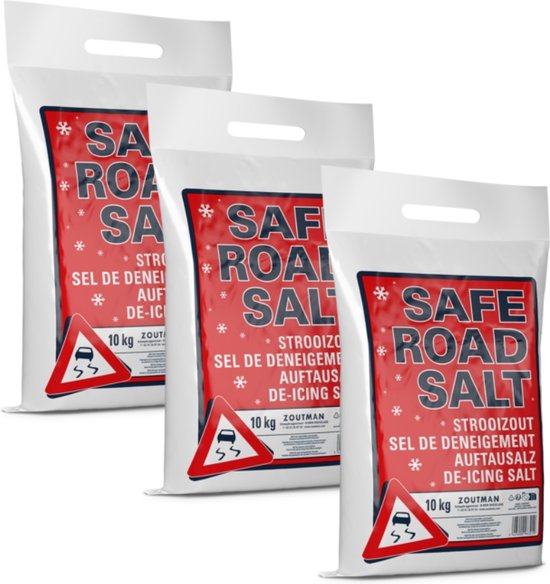 SAFE ROAD SALT® - Strooizout en Dooizout - 3 x 10 kilogram - Multipack - Totaal 30 kg