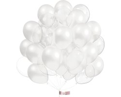 Luna Balunas Latex Ballonnen Set Wit Transparant - Verjaardag Bruiloft Feest - Eco friendly FSC