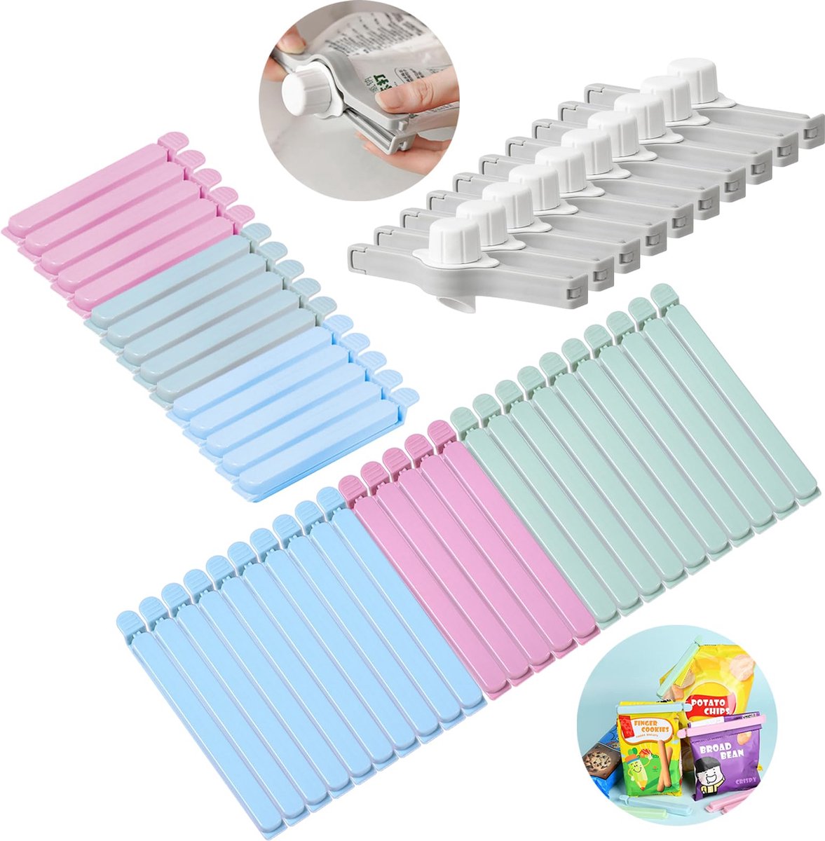 Goedkoopste Selbro ® Herbruikbare Sluitclips voor Versheid van Voedsel in Diverse Maten, 50 Stuks