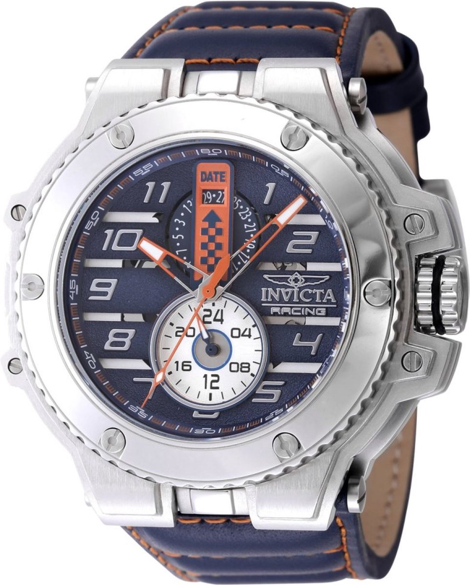 Invicta Racing 47378 Heren Horloge - Waterdicht - Analoog - Quartz Uurwerk - Roestvrij Staal met blauwe Wijzerplaat - 58mm