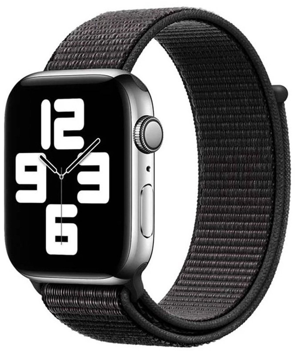 Mobiq - Nylon Strap Bandje geschikt voor Apple Watch 40 mm - zwart