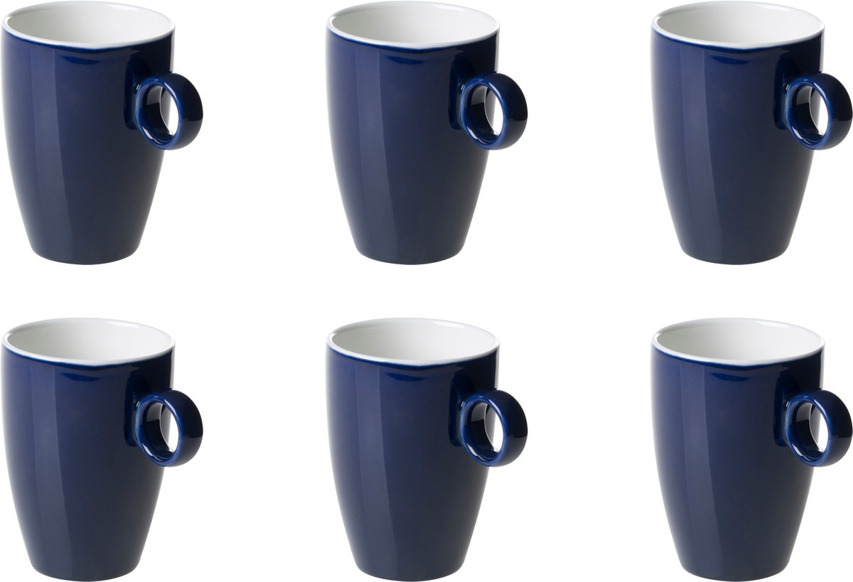 Maastricht Porselein - Beker - Mok - 6 stuks - 23 cl - Blauw - Porselein