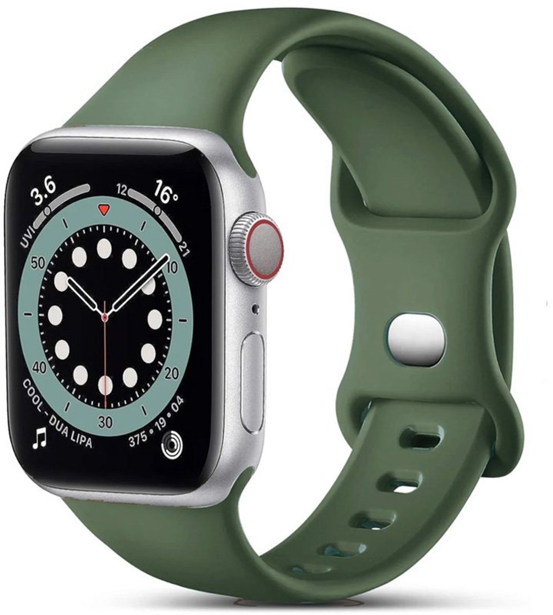Mobiq - Siliconen Bandje geschikt voor Apple Watch 46 mm - donkergroen