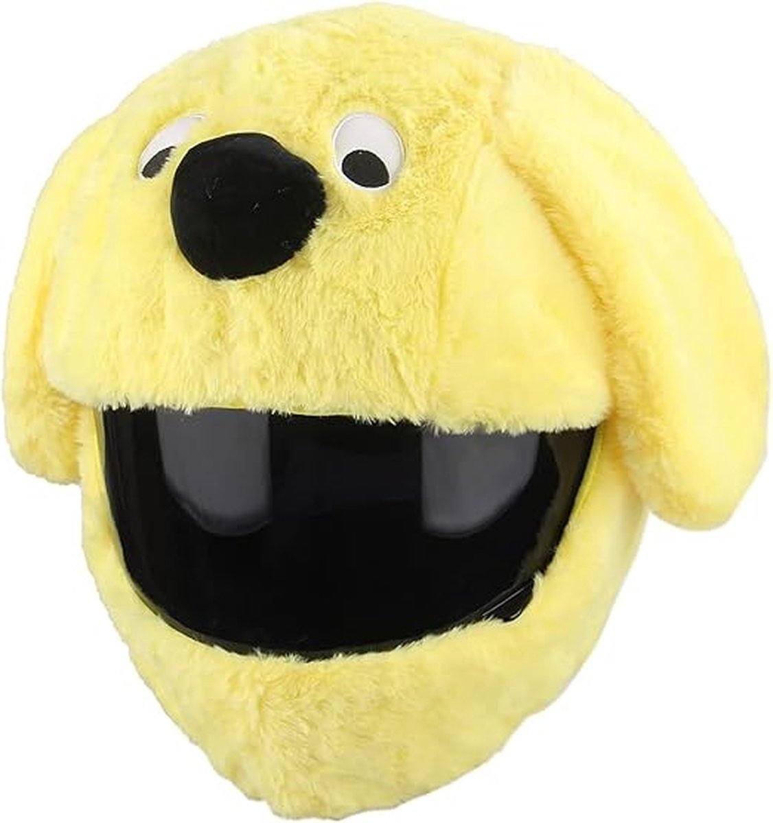 Helmhoes – Gele Hond – Pluche Motorhelm Decoratie – Helm Mascotte – Universeel Motorhelm Accessoire
