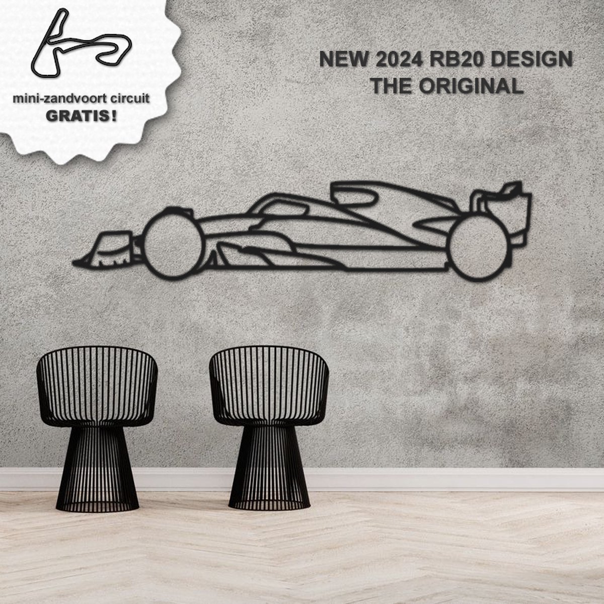 Formule 1 auto 2025 - Raceauto RB21 - Wanddecoratie - XXL 95x22cm - Mat zwart mdf - Poster - Cadeau - Max Verstappen - Red Bull Racing - Zandvoort - Spa
