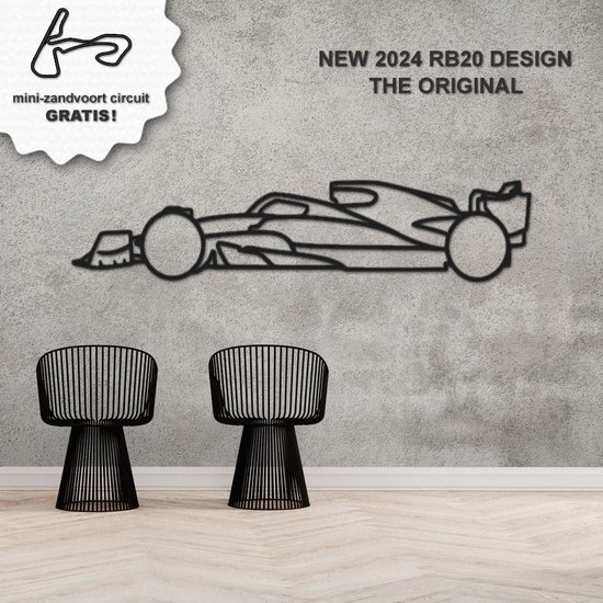 Formule 1 auto 2025 - Raceauto RB21 - Wanddecoratie - XXL 95x22cm - Mat zwart mdf - Poster - Cadeau - Max Verstappen - Red Bull Racing - Zandvoort - Spa