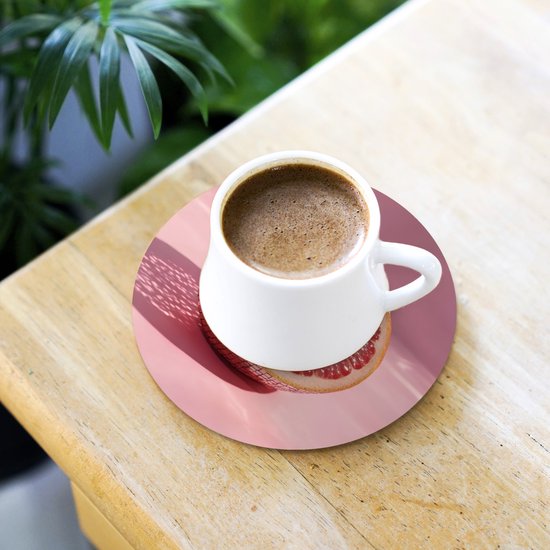 Dessous de verre Pamplemousse - Rose - Disco - Brillant - 10x10 cm - 6 morceaux - Sous pour Verres et Tasses